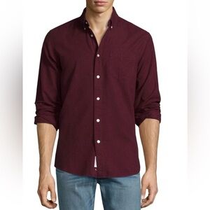 Rag & Bone Standard Issue Brushed Cotton Button Shirt Mens Size Large Burgundy